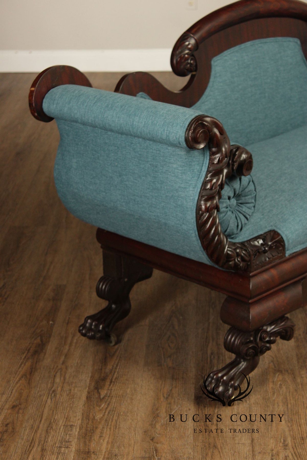Antique American Classical Carved Mahogany Sofa