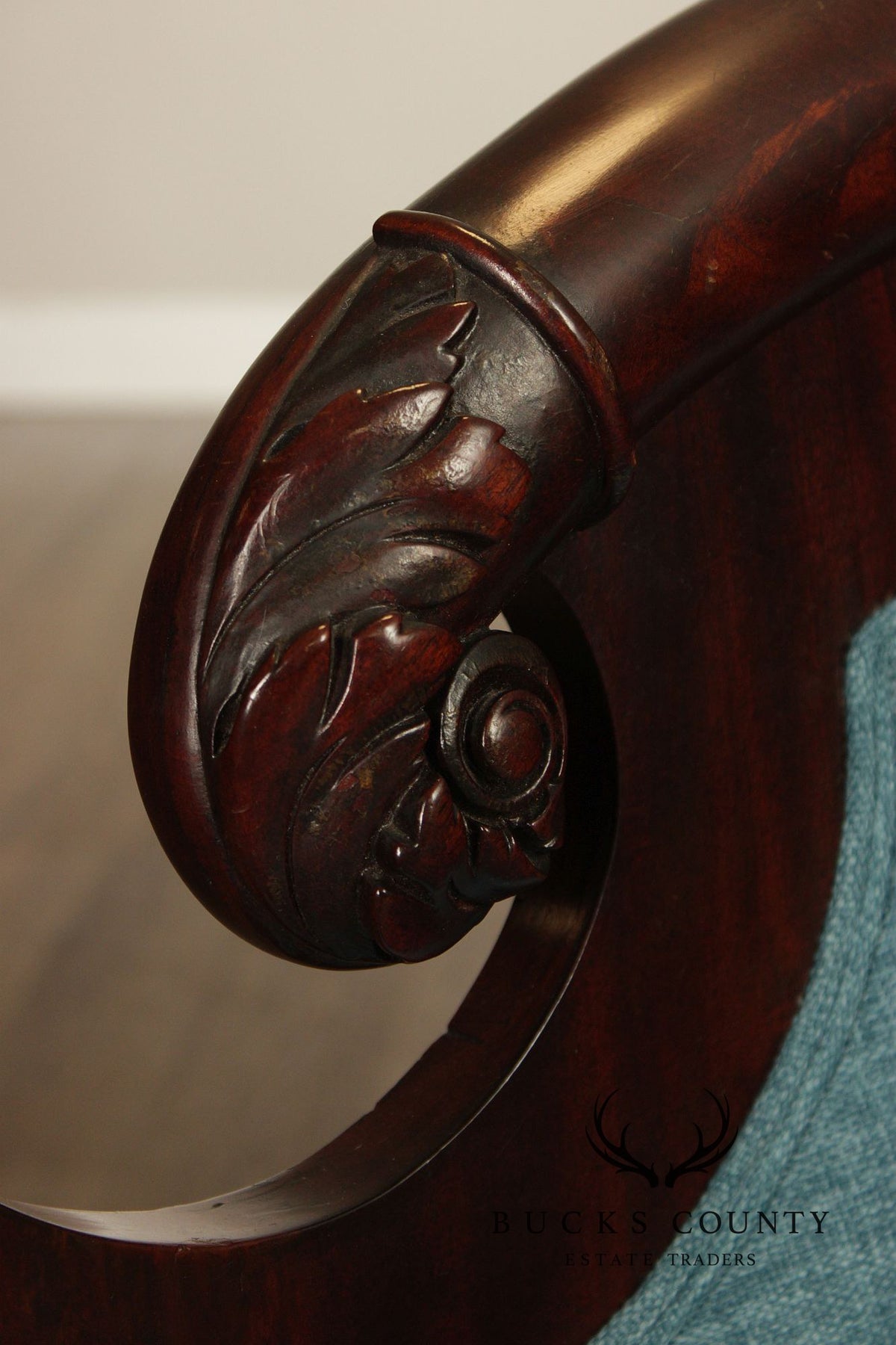 Antique American Classical Carved Mahogany Sofa