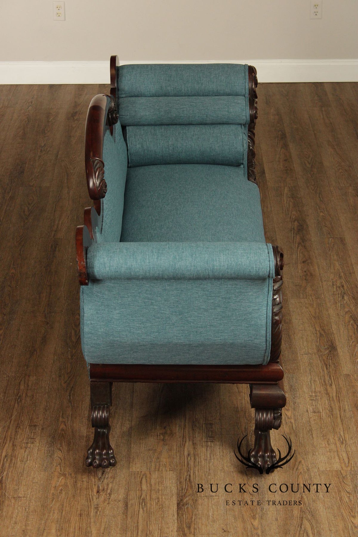 Antique American Classical Carved Mahogany Sofa