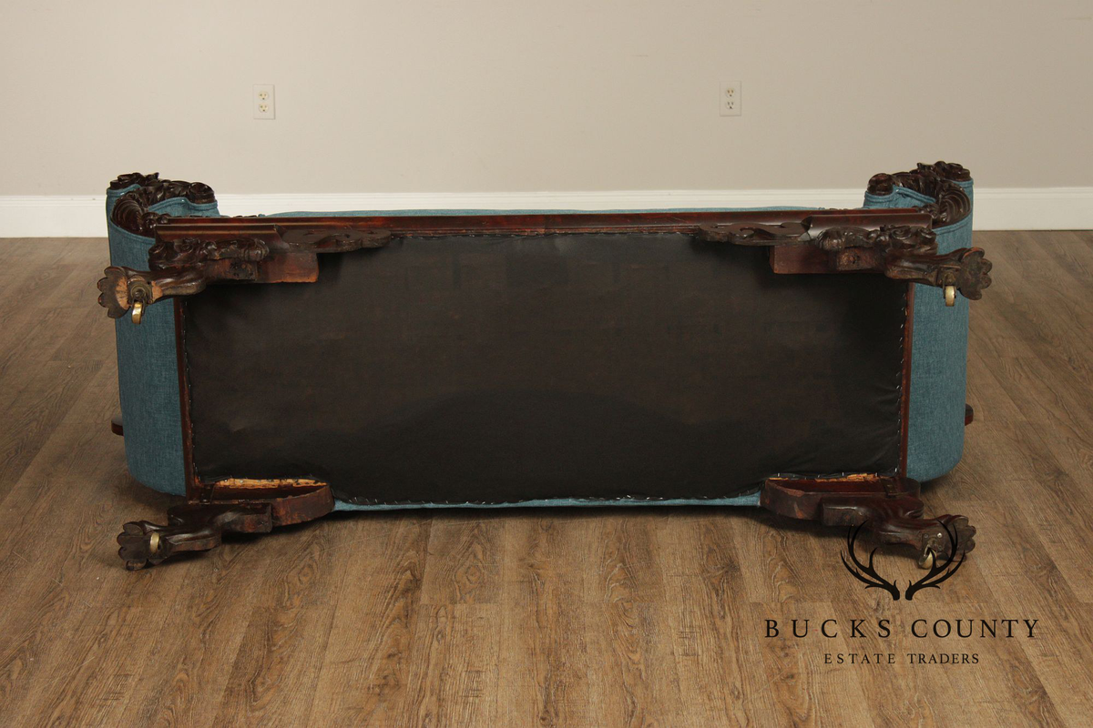 Antique American Classical Carved Mahogany Sofa