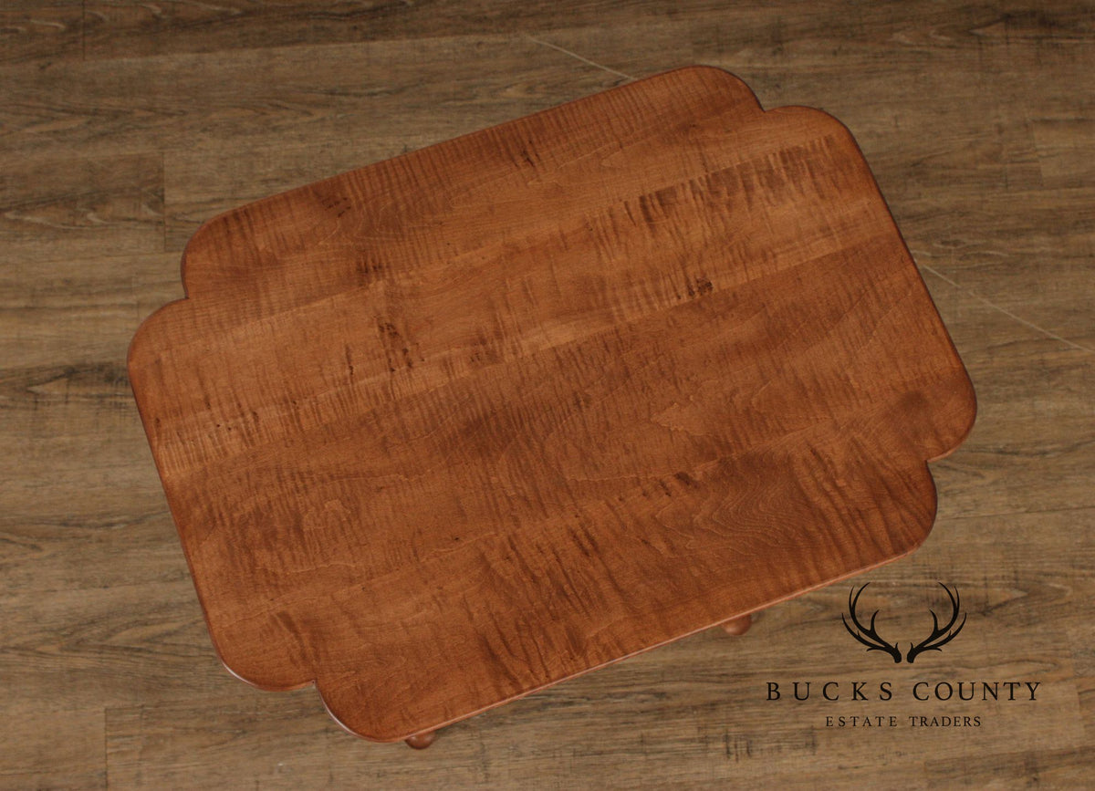 Custom Quality Queen Anne Style Tiger Maple Side Table