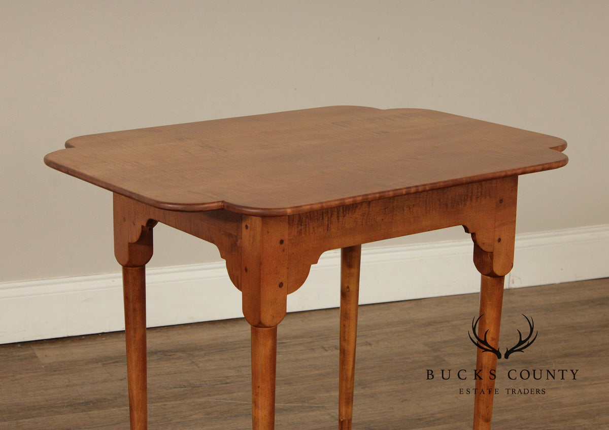 Custom Quality Queen Anne Style Tiger Maple Side Table