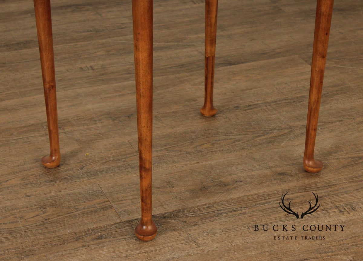 Custom Quality Queen Anne Style Tiger Maple Side Table