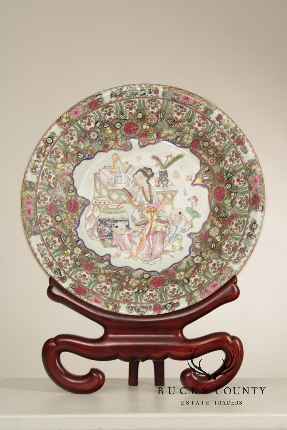 Chinese Monumental Famille Rose Porcelain Charger