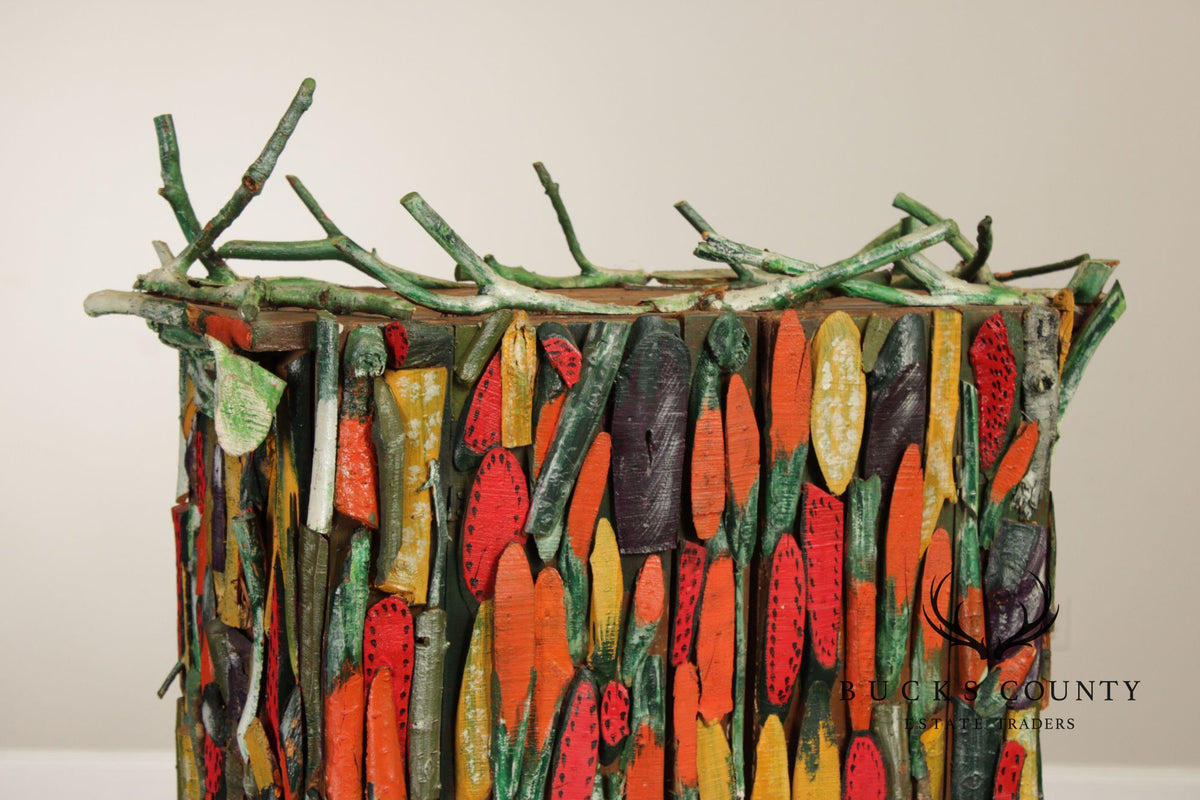 Folk Art Painted Stick Cabinet