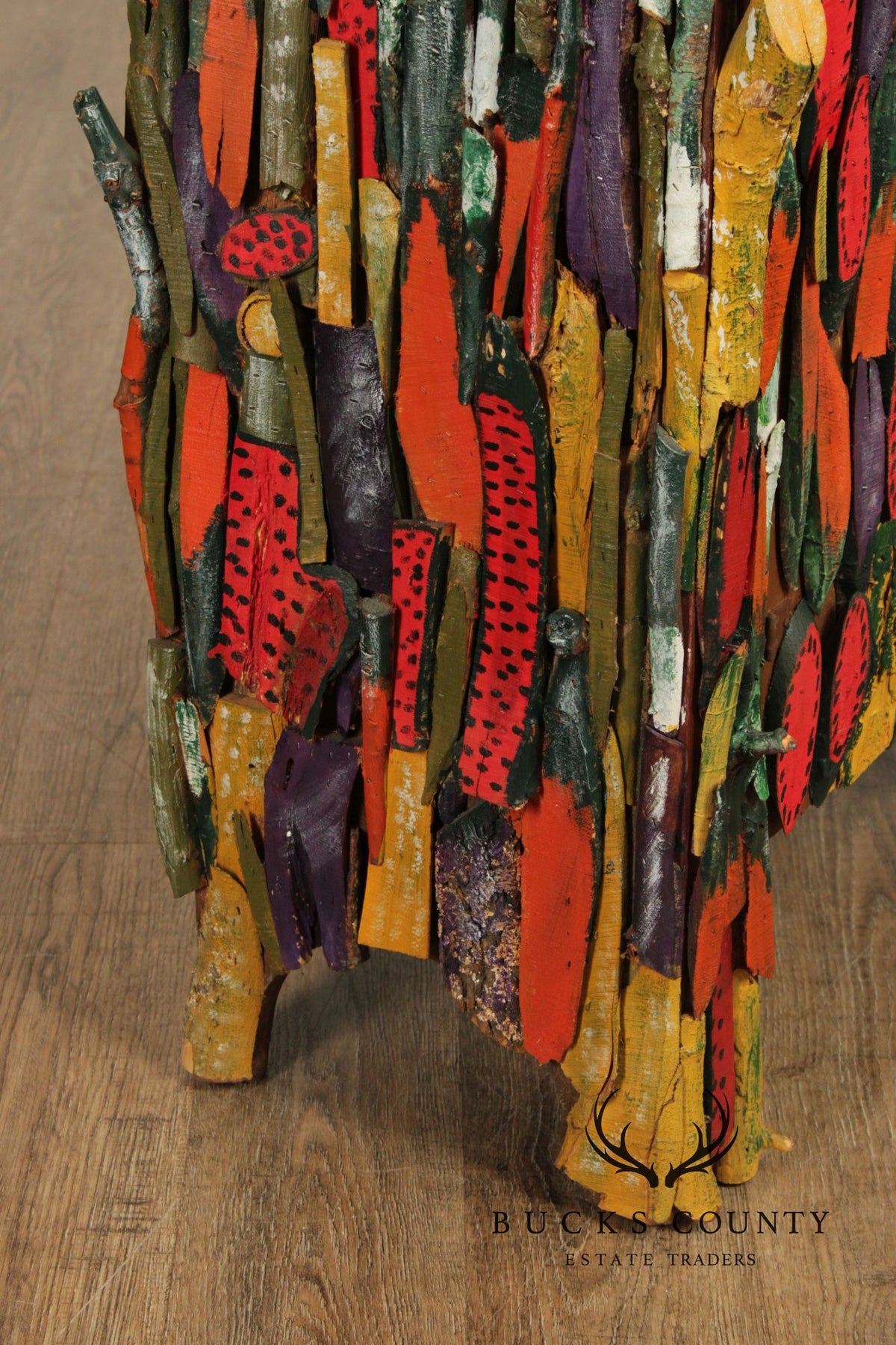 Folk Art Painted Stick Cabinet