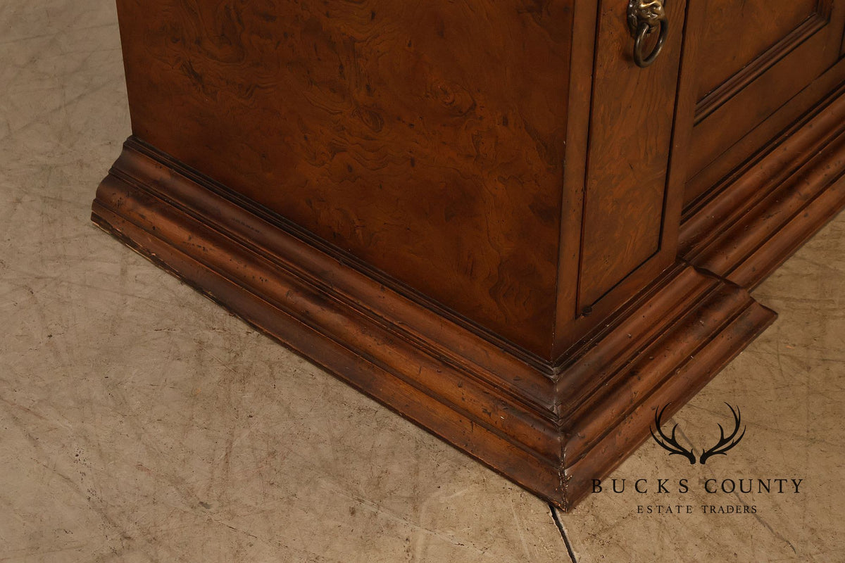 Large Classical Style Burl Wood Open Bookcase With Corinthian Columns