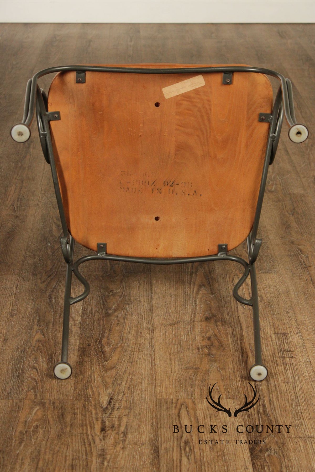 Kincaid French Country Style Set of Four Wrought Iron and Oak Dining Chairs