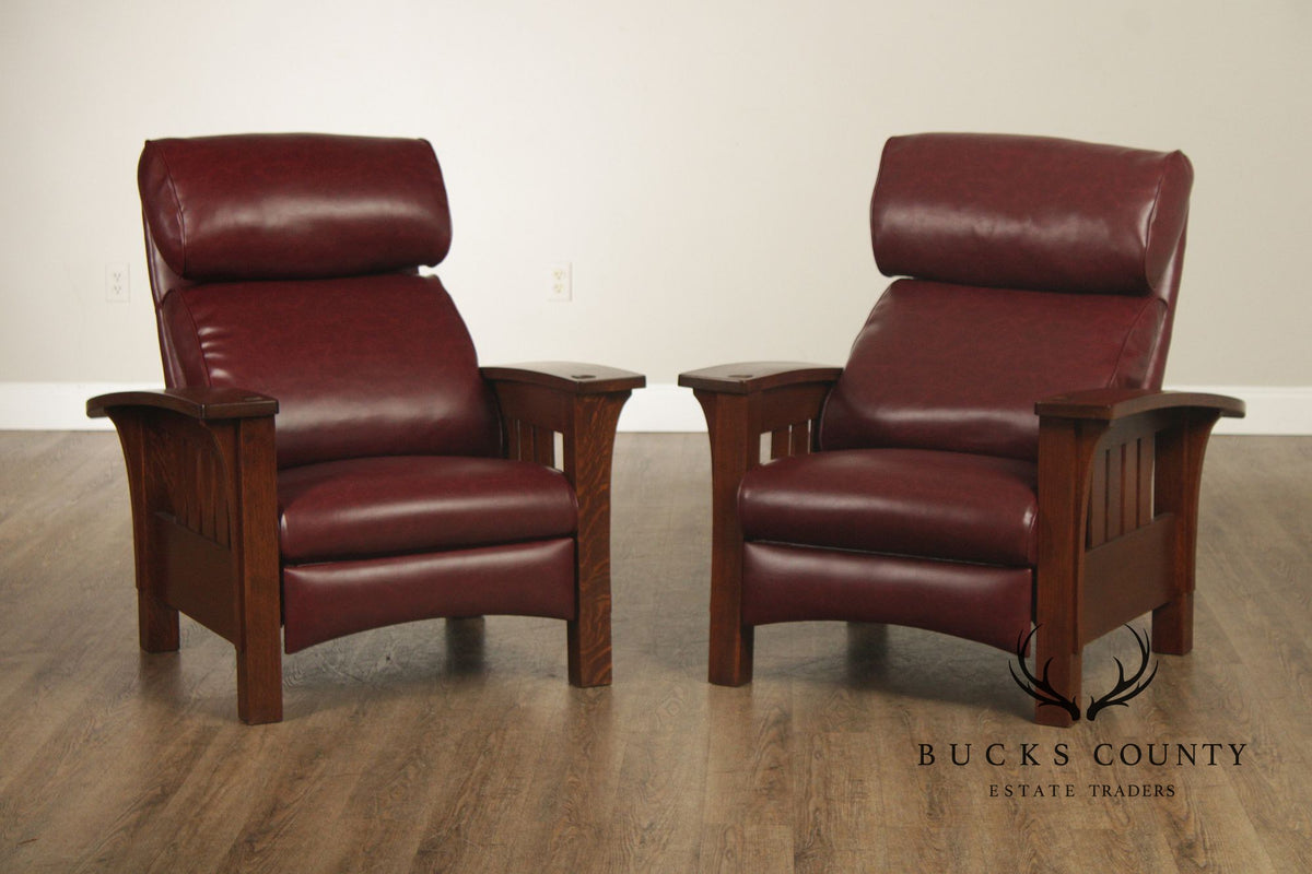Stickley Mission Collection Pair Of Oak Morris Chair Recliners