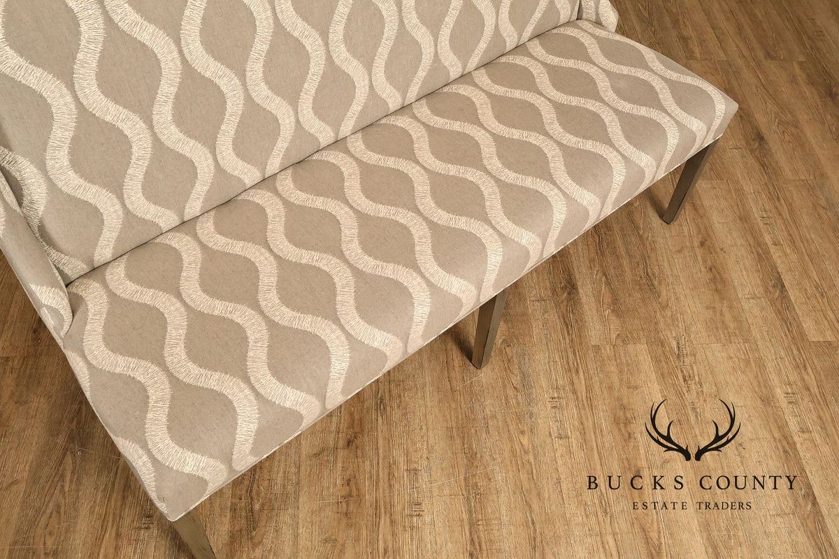 Bassett Brooke Collection Wing Back Banquette Geometric Upholstered Bench