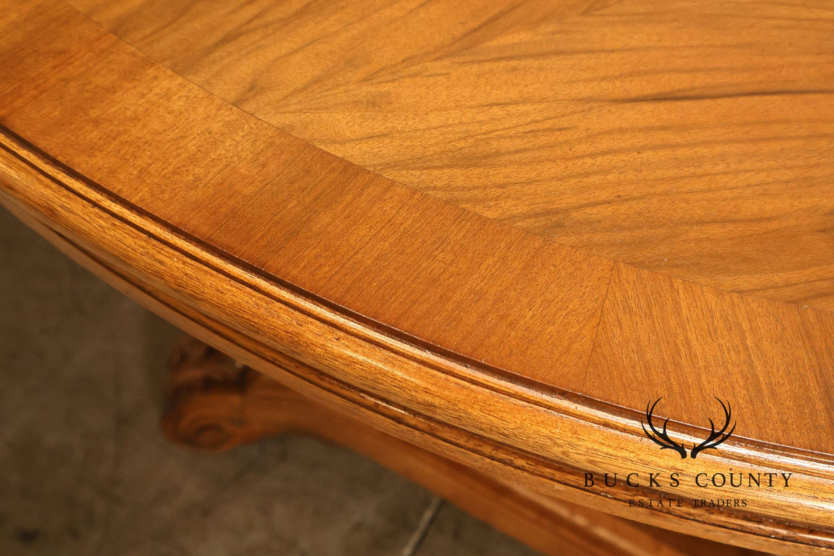 Neoclassical Style Walnut Double Pedestal Dining Table