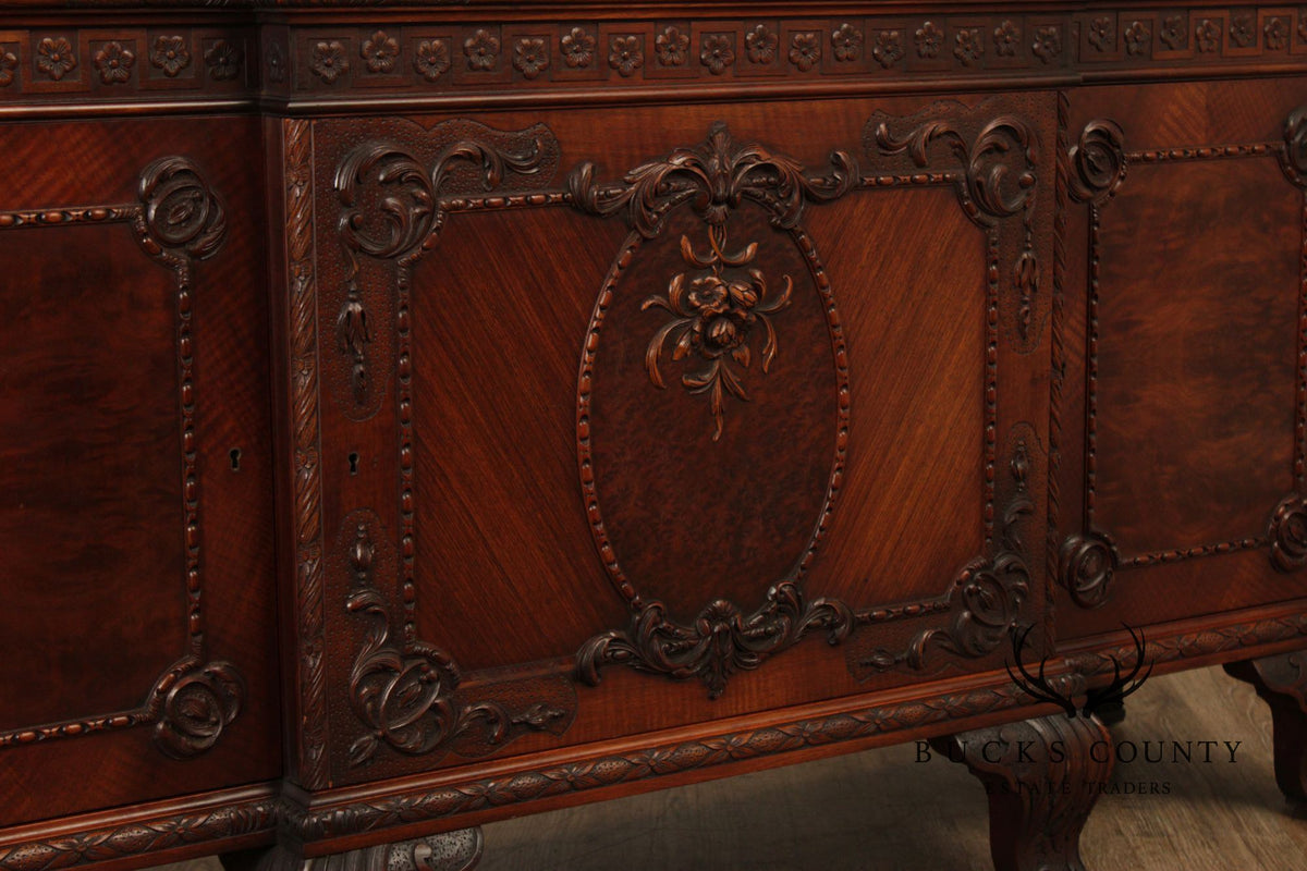 Georgian Style Hand Painted Mahogany Breakfront Cabinet