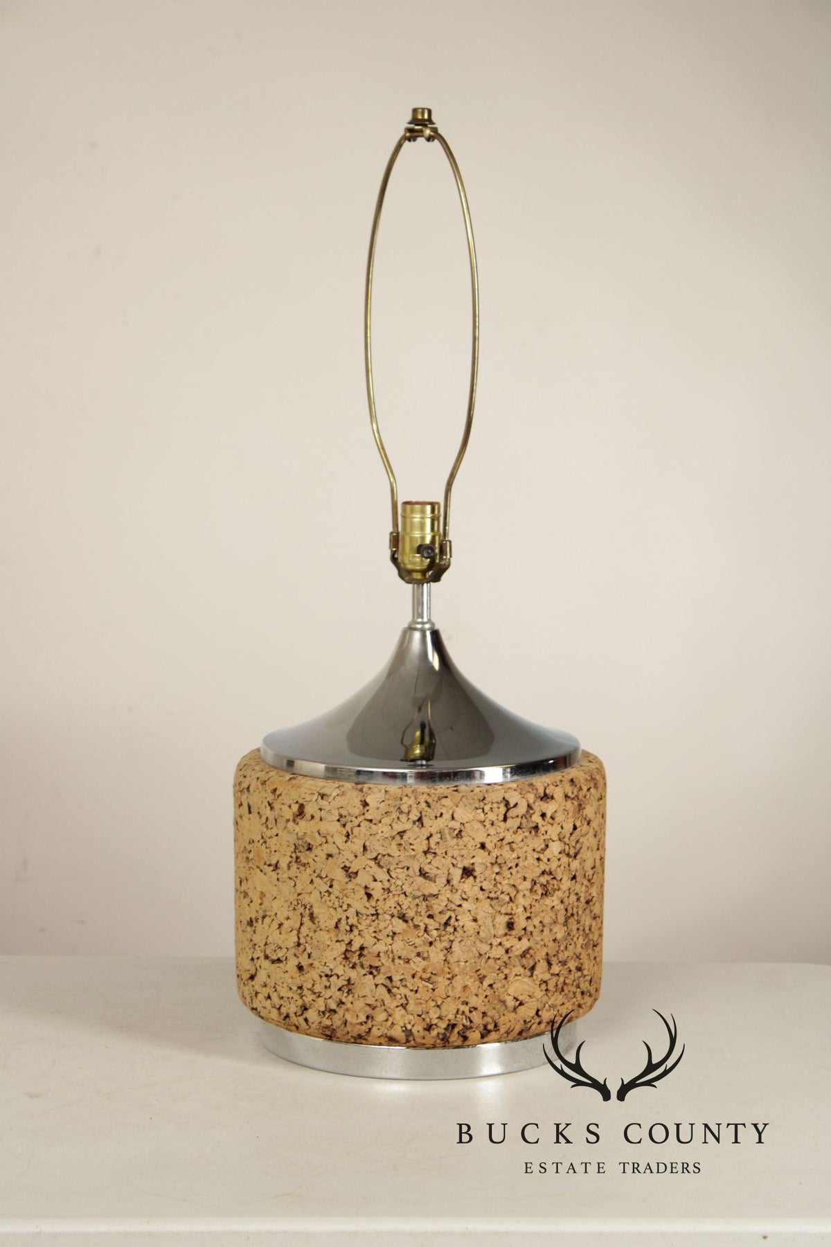 Mid Century Modern Pair of Cork Table Lamps