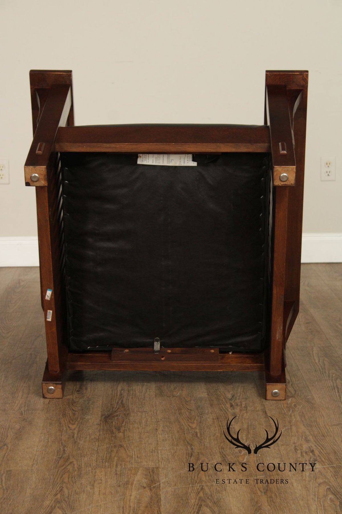 Stickley Mission Collection Oak and Leather Spindle Morris Chair