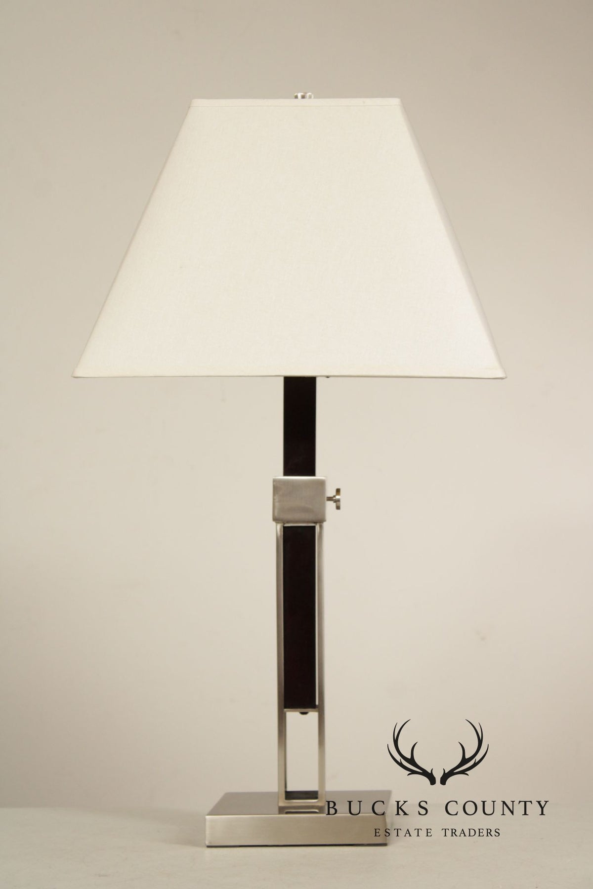 Crate & Barrel Contemporary Pair of 'Denley' Steel Table Lamps
