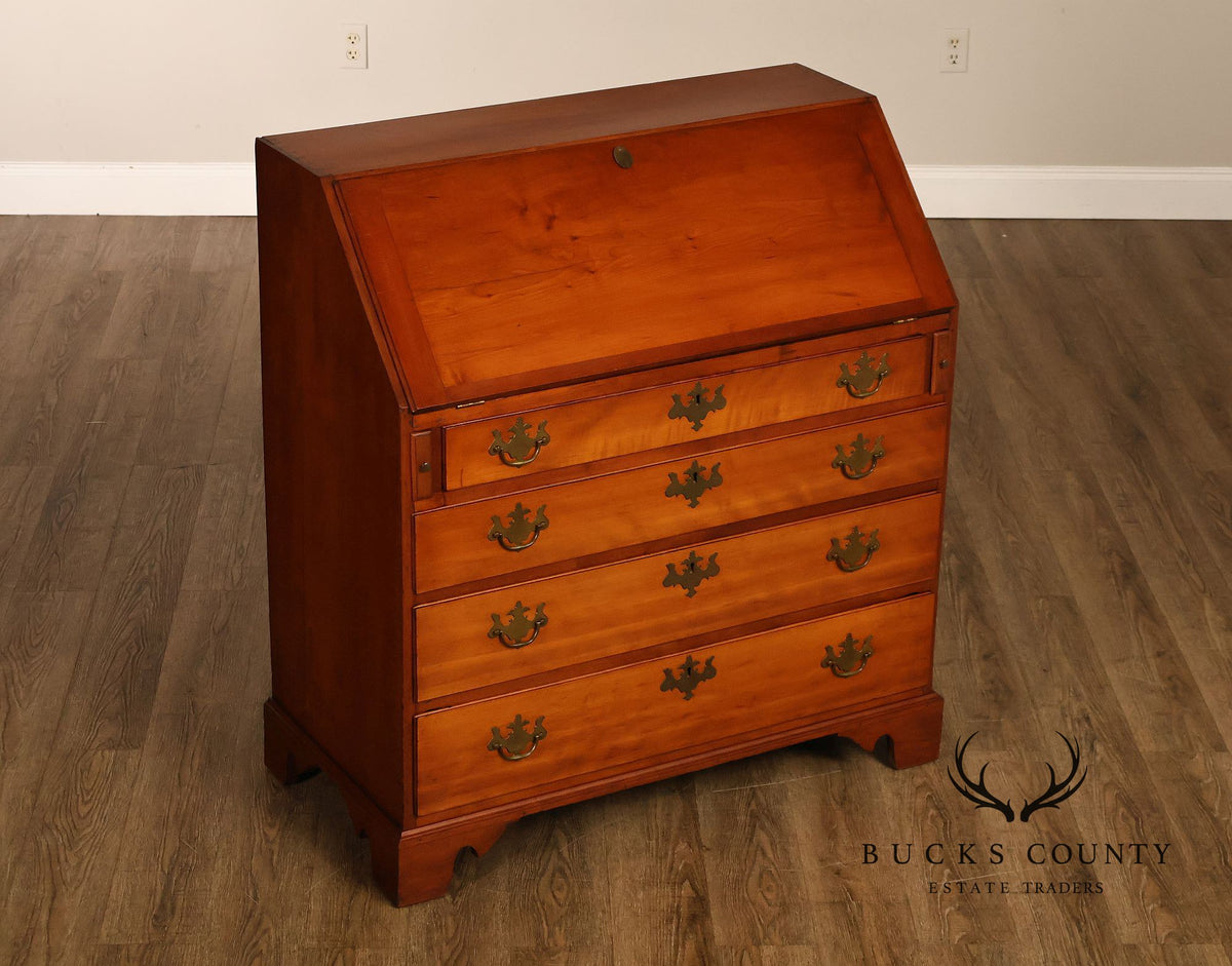 Antique Traditional Cherry Slant-Front Secretary Desk With Secret Compartments