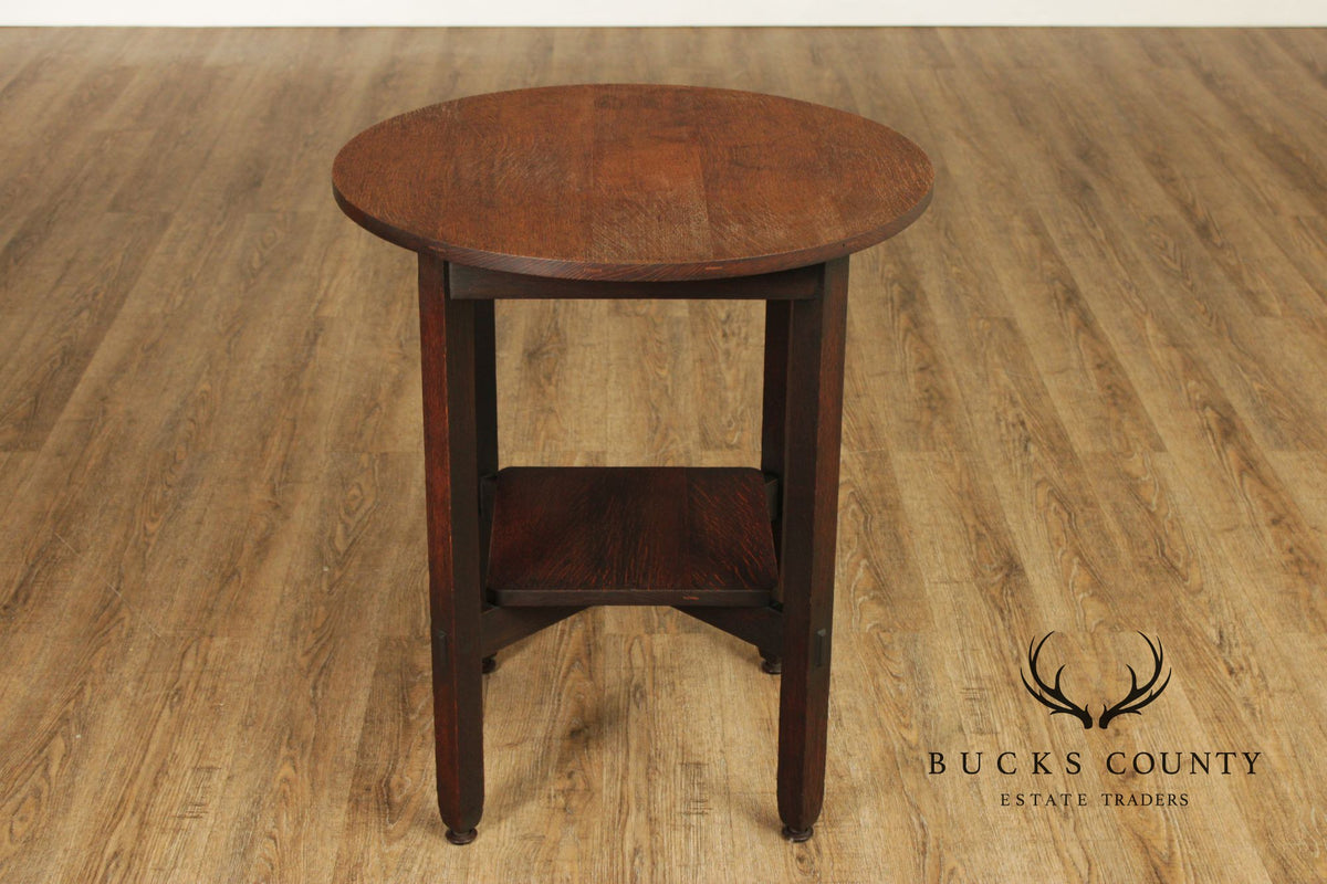 Stickley Brothers Antique Mission Oak Round Lamp Table