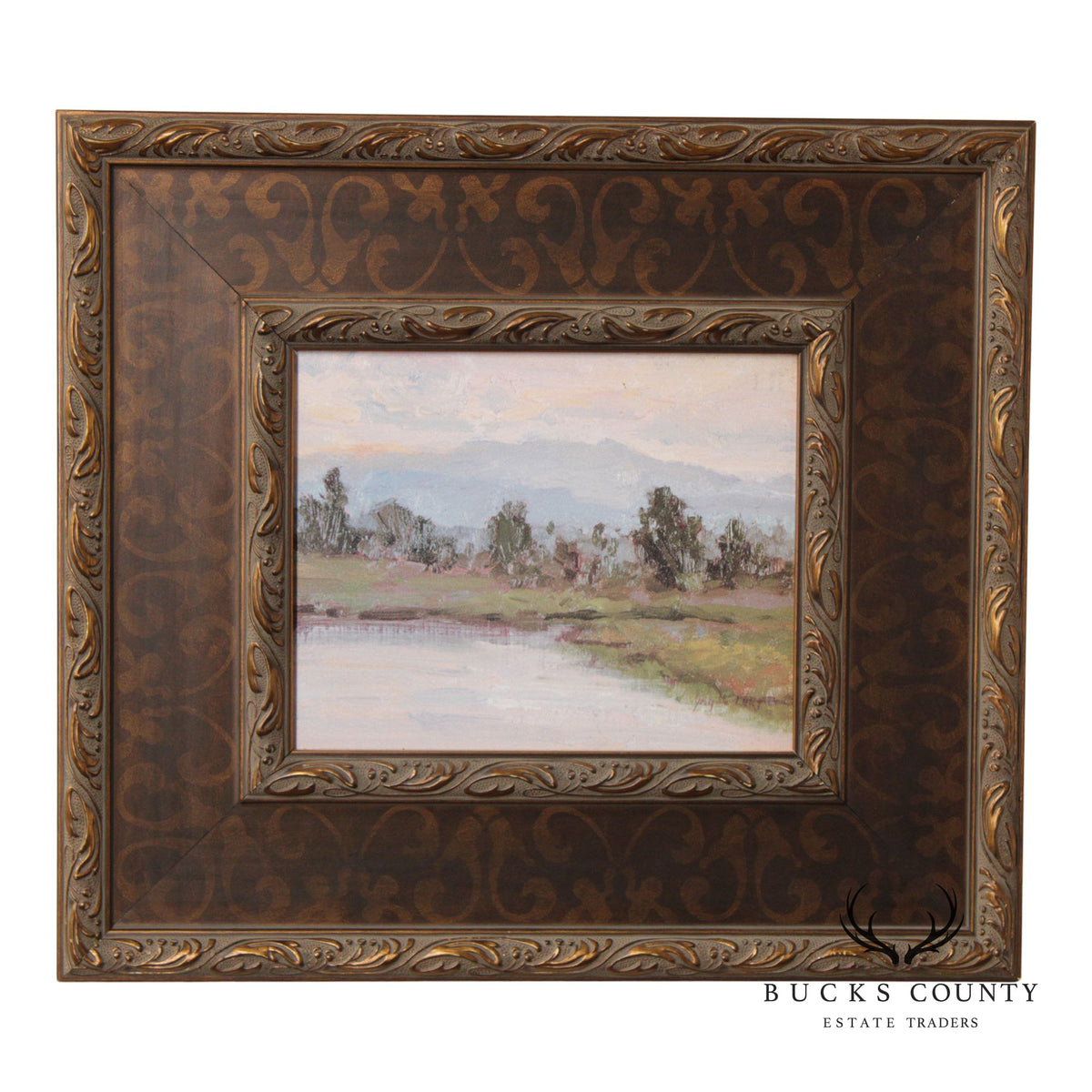 Impressionist Style Landscape Painting Riverbank