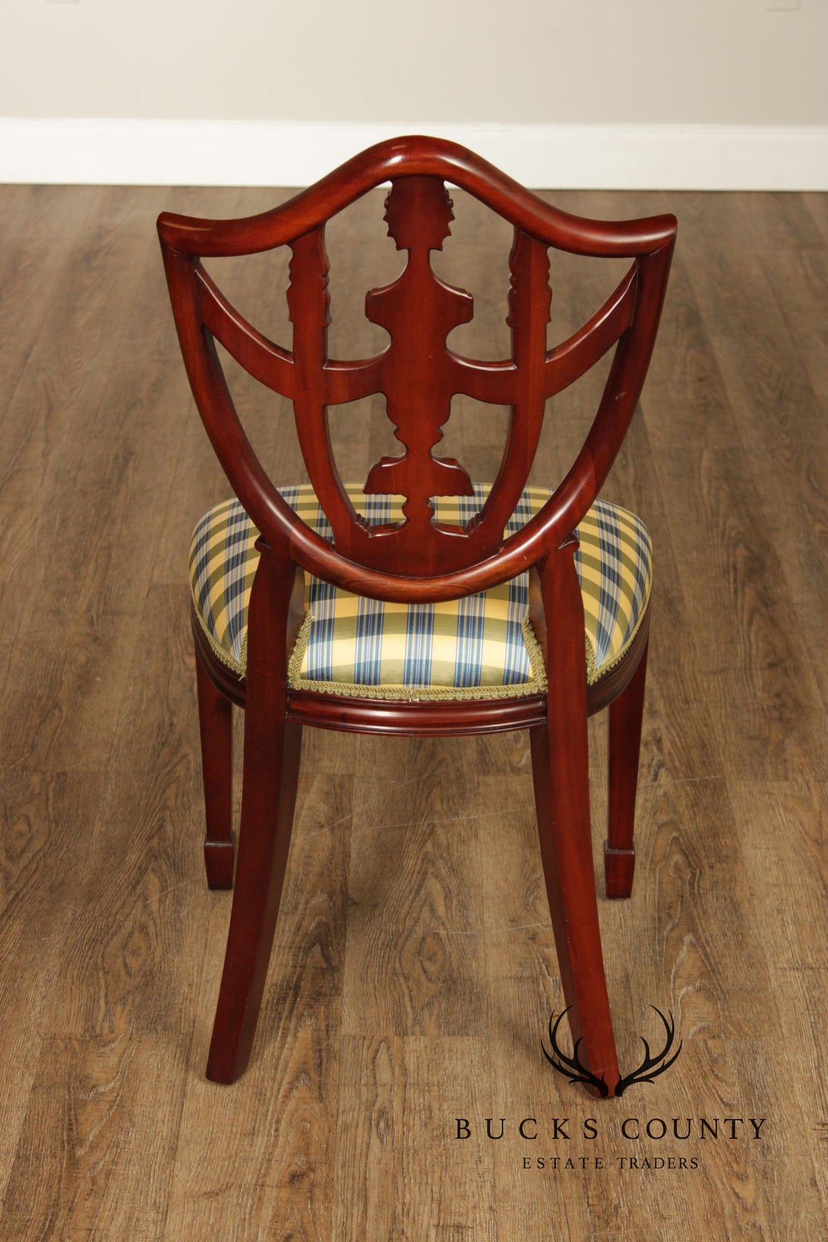 Maitland Smith Hepplewhite Style Set Of Seven Shield Back Mahogany Dining Chairs