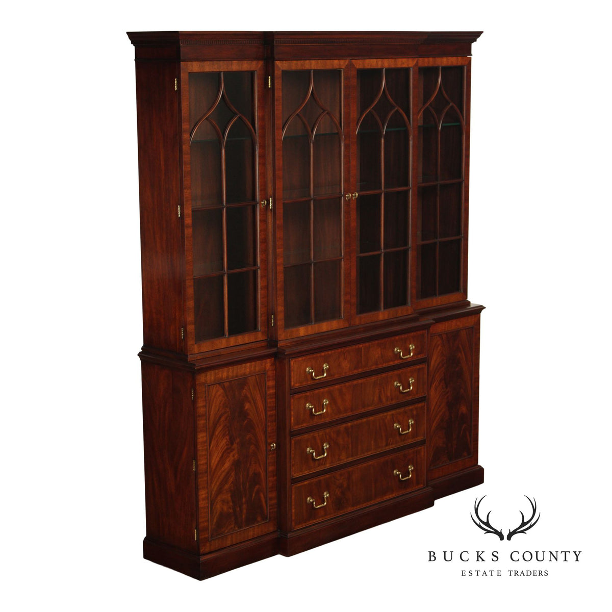 Henkel Harris Georgian Style Large Mahogany Breakfront