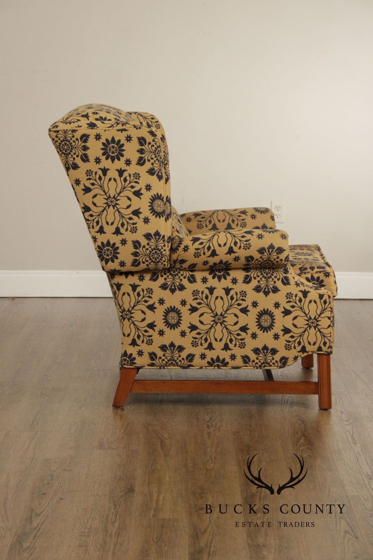 Floral Upholstered Wingback Recliner Chair