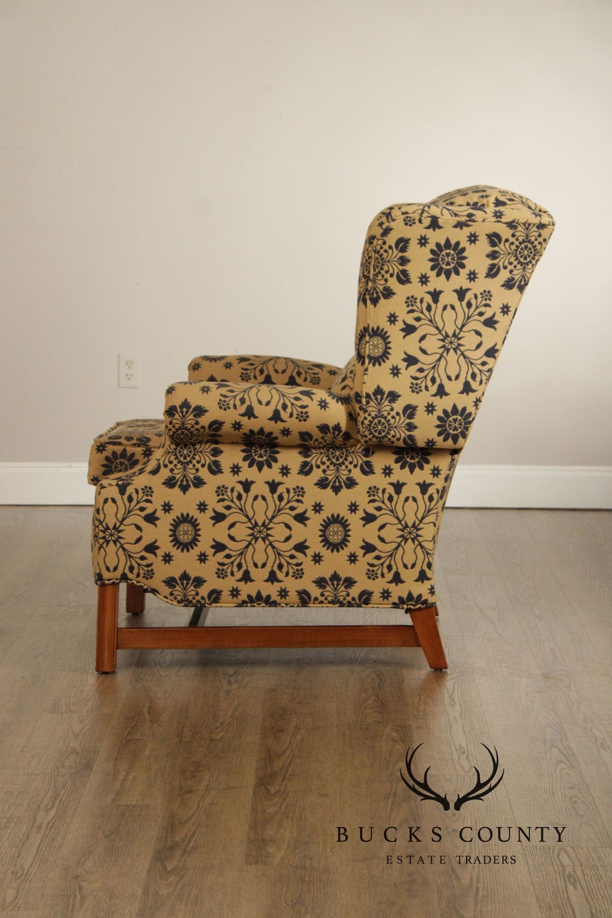 Floral Upholstered Wingback Recliner Chair