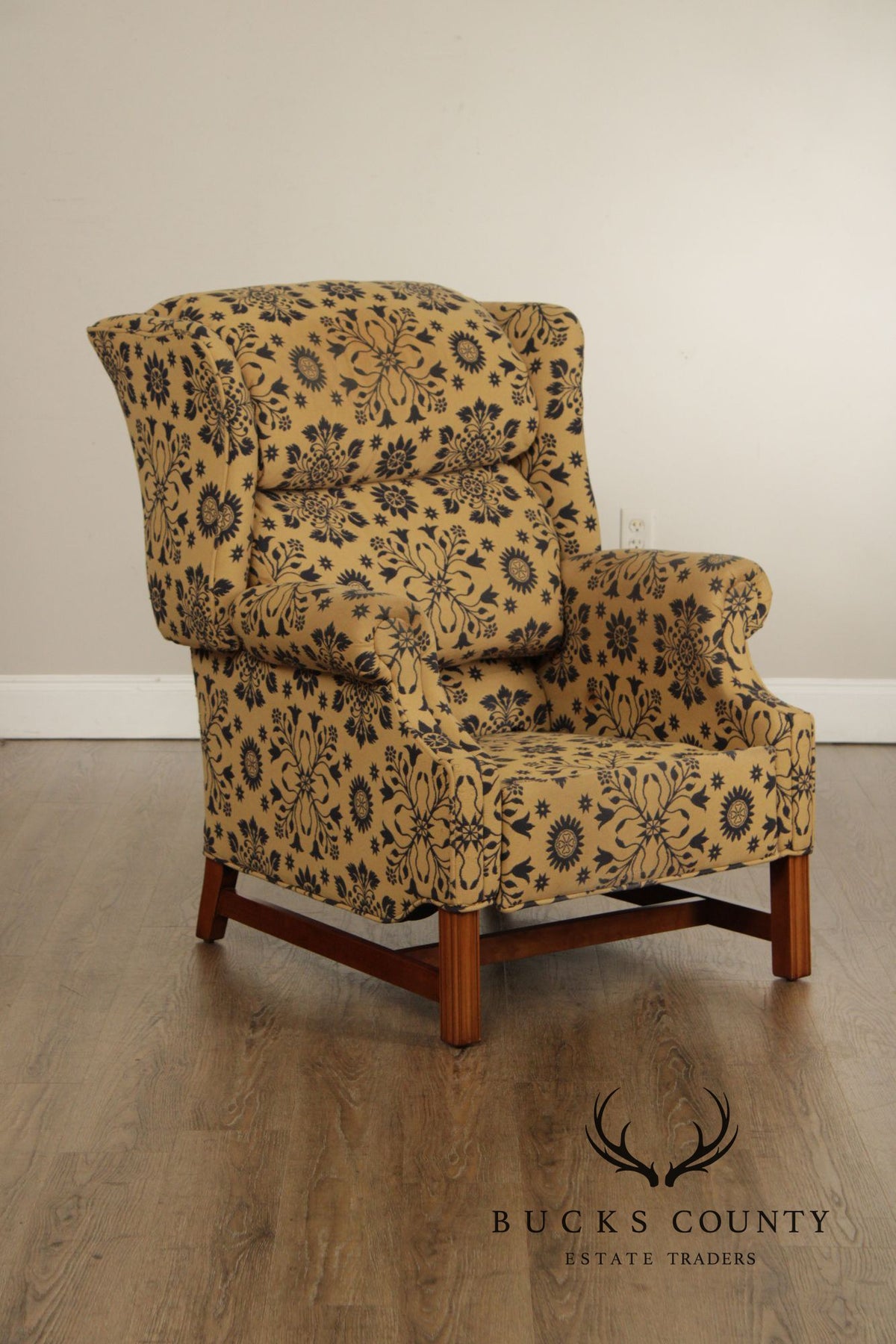 Floral Upholstered Wingback Recliner Chair