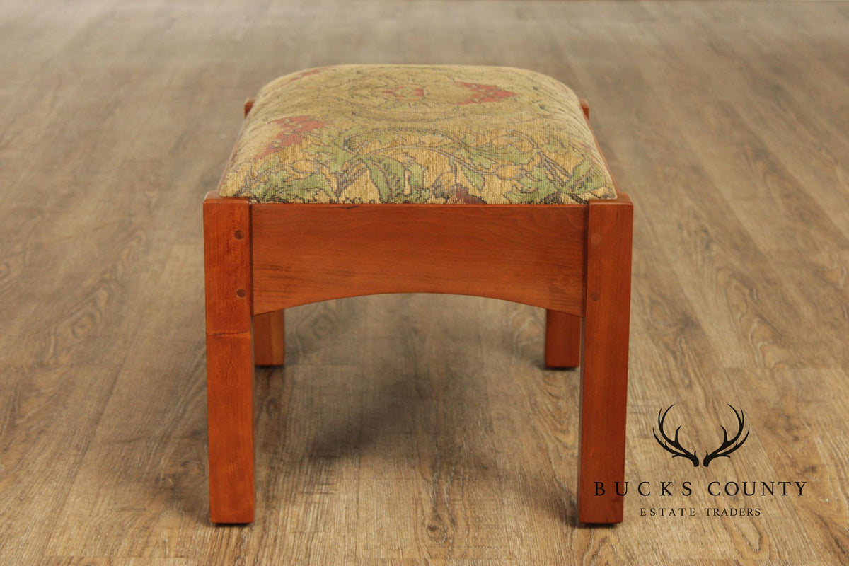 Stickley Mission Collection Cherry Footstool Ottoman With Arts & Crafts Upholstery