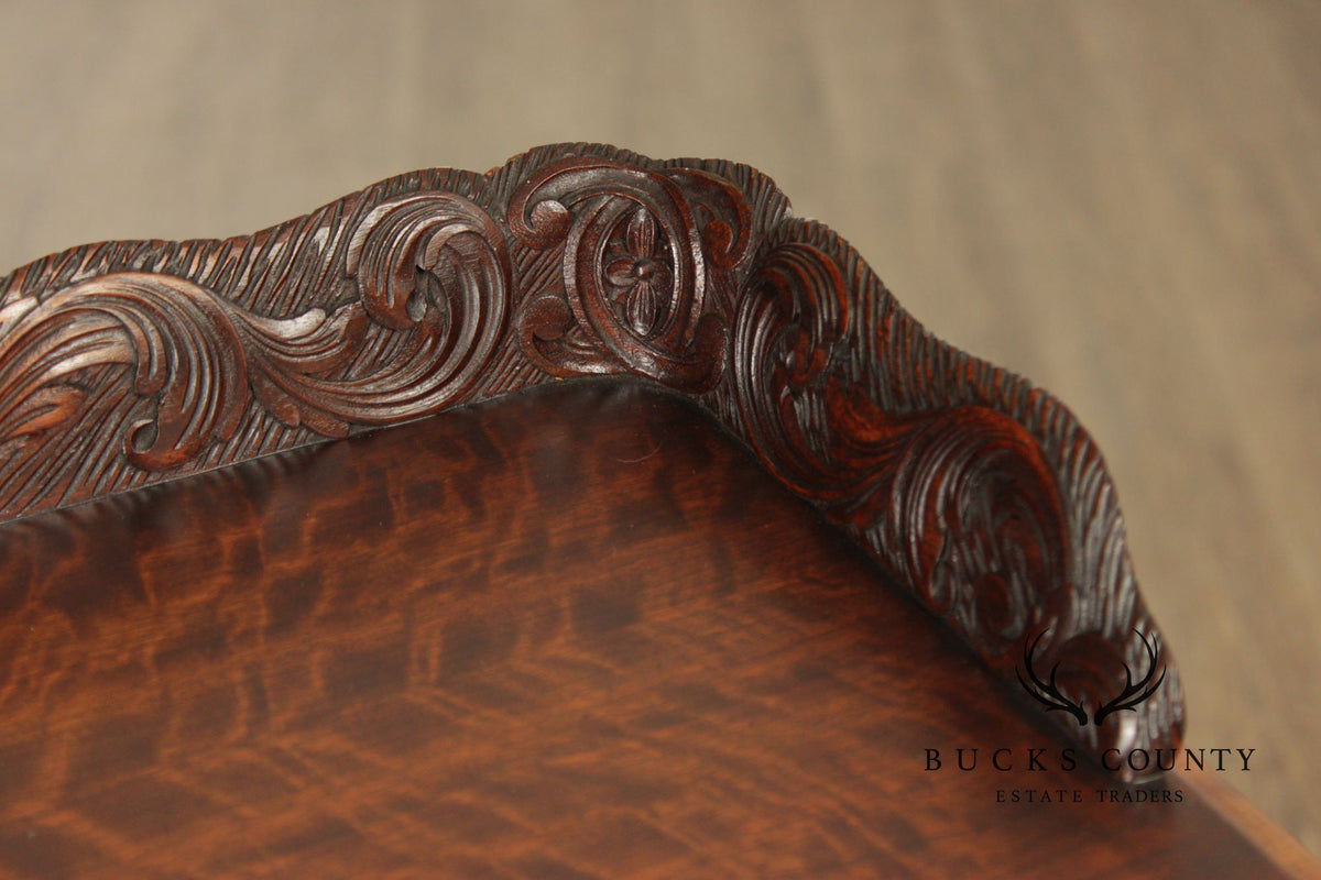 1930's Georgian Style Carved Mahogany Pair Of Four Drawers Chests