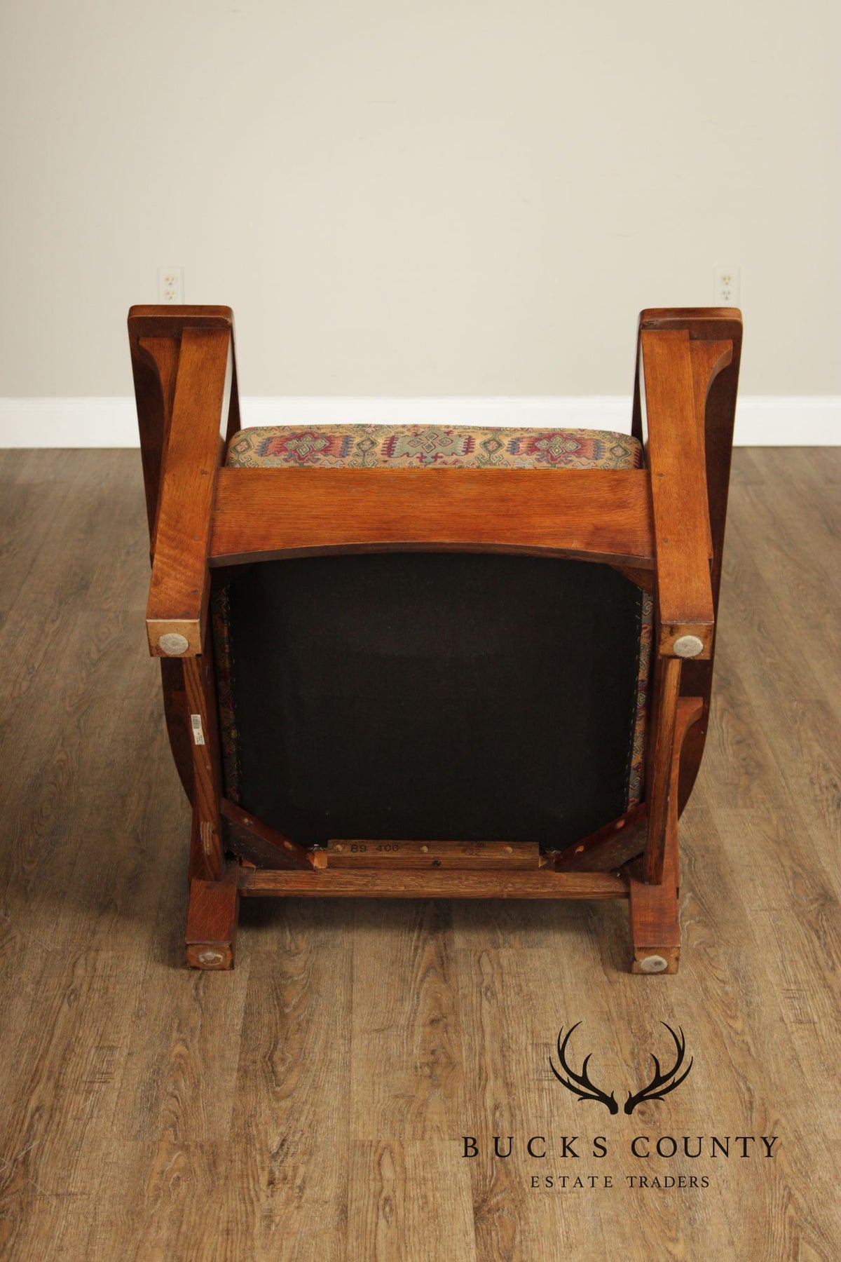 Stickley Mission Oak Collection Bow Arm Morris Chair and Ottoman