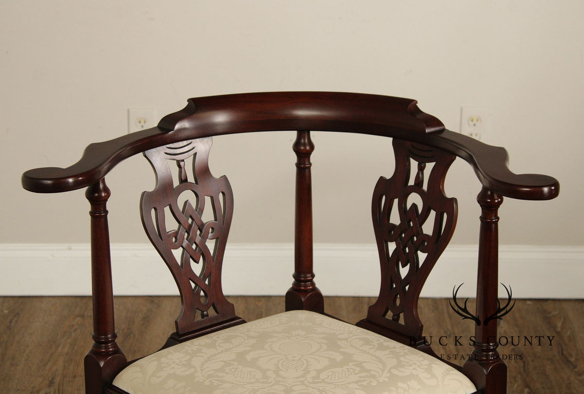 Henkel Harris Mahogany Chippendale Style Corner Chair