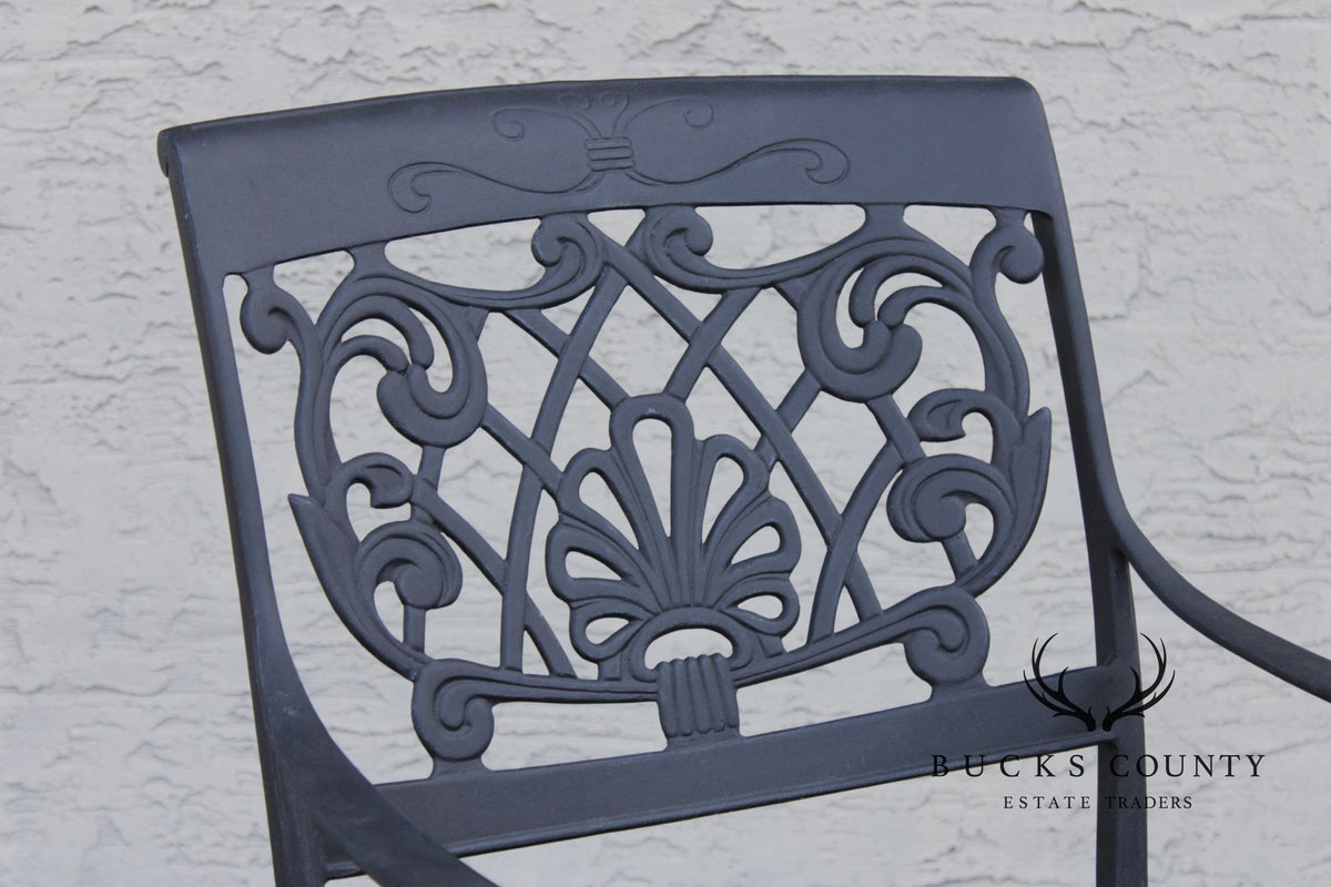 Outdoor Lifestyle Cast Aluminum Bar Height Patio Table And Four Swivel Armchairs