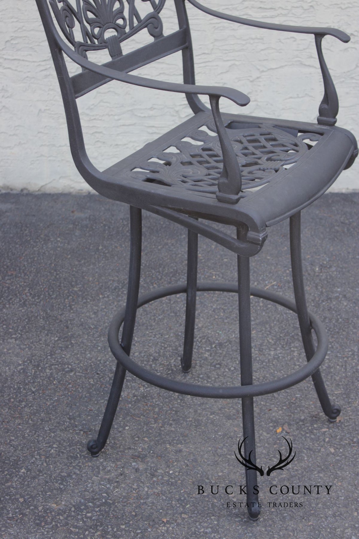 Outdoor Lifestyle Cast Aluminum Bar Height Patio Table And Four Swivel Armchairs