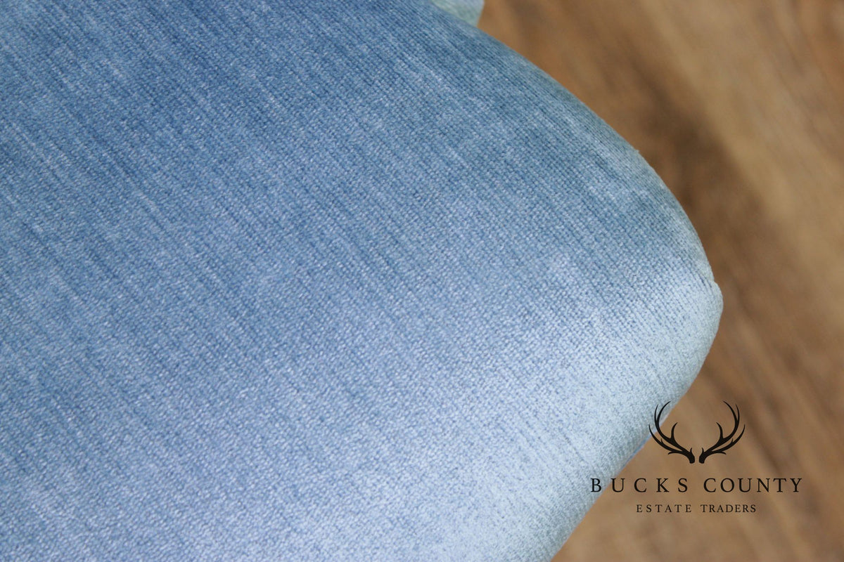 Modern Upholstered Blue Desk Office Chair On Casters