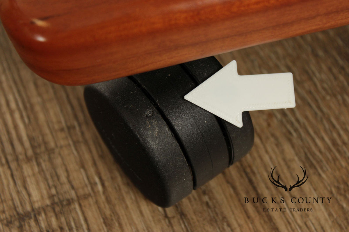 Modern Upholstered Blue Desk Office Chair On Casters