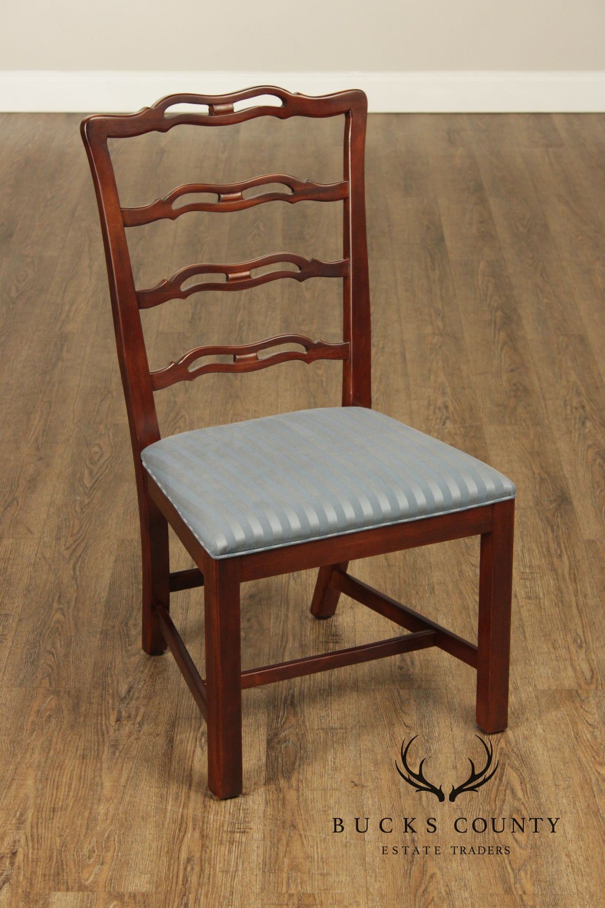 Drexel Heritage Chippendale Style Set Of Four Mahogany Ladder Back Dining Chairs