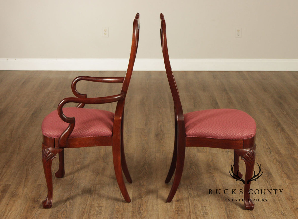 Ethan Allen 18th Century Mahogany Collection Set of Eight Carved Dining Chairs