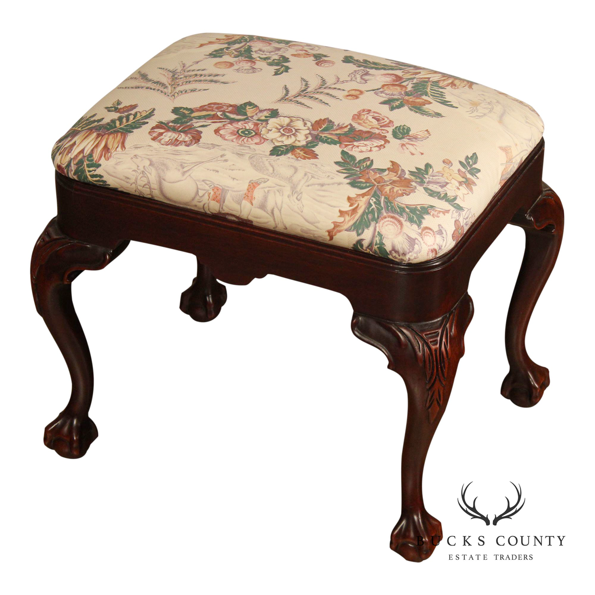 Chippendale Style Mahogany Ball And Claw Ottoman