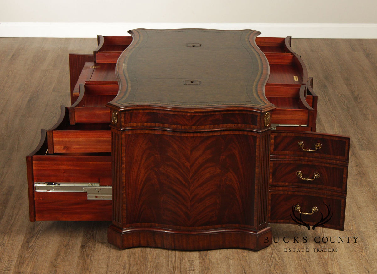Maitland Smith Georgian Style Leather Top Mahogany Executive Partners Desk