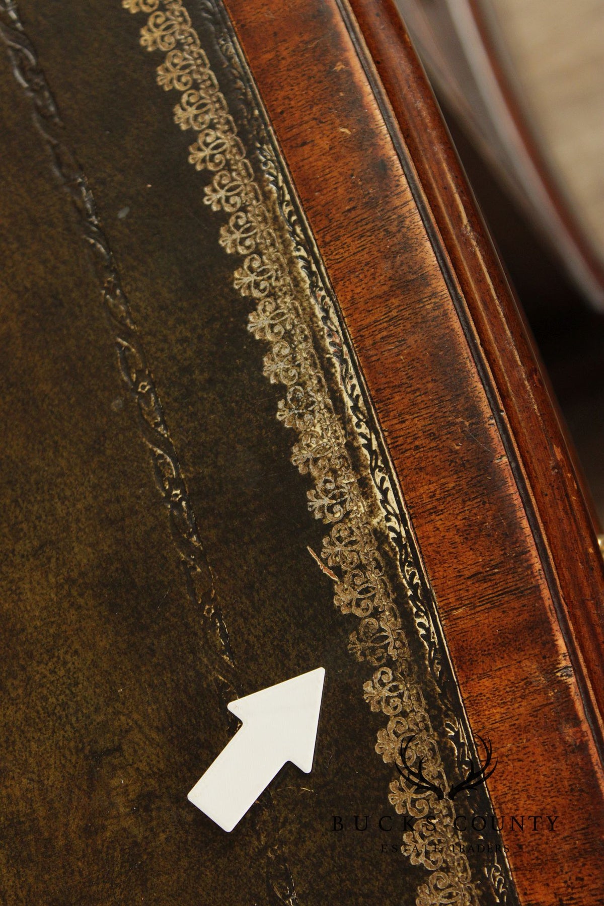 Maitland Smith Georgian Style Leather Top Mahogany Executive Partners Desk