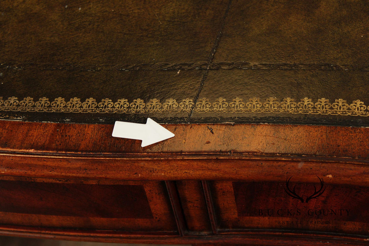 Maitland Smith Georgian Style Leather Top Mahogany Executive Partners Desk