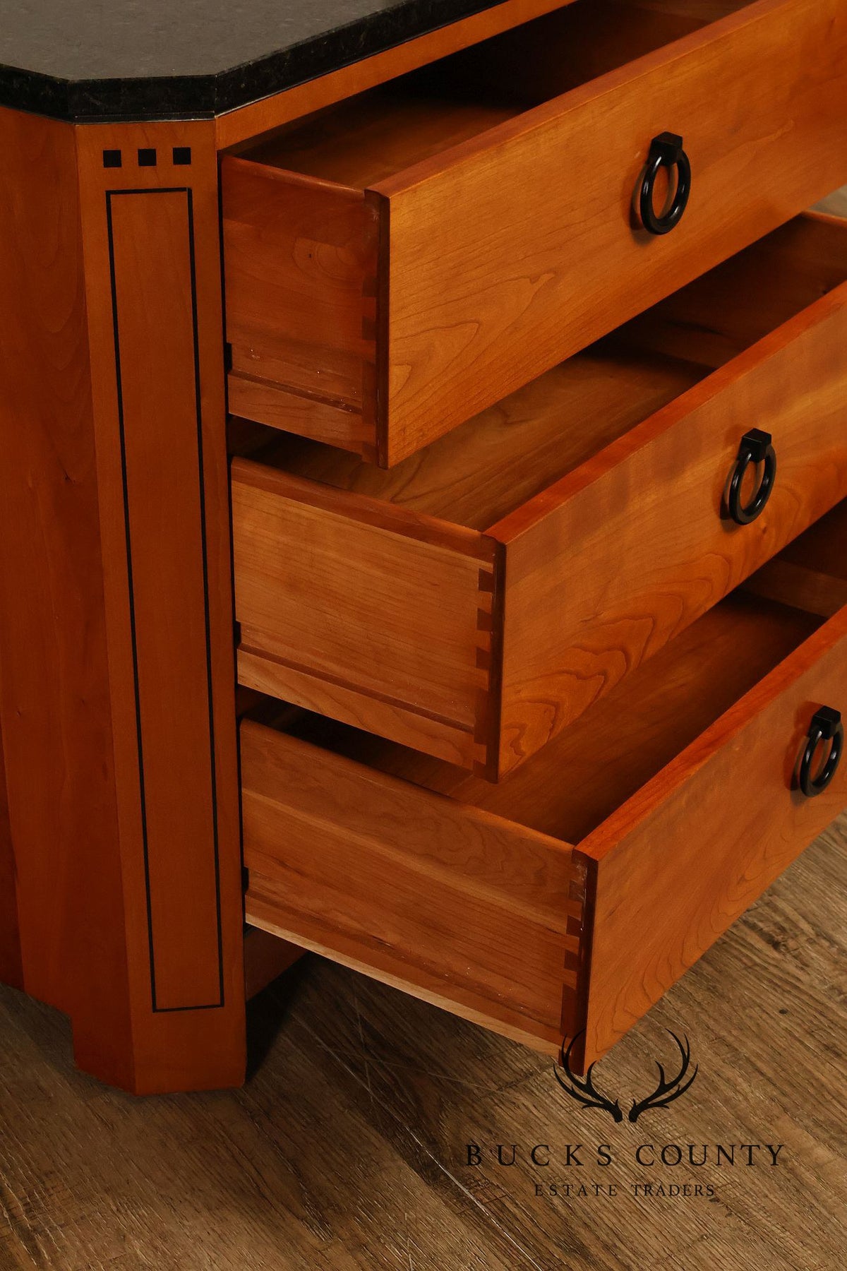 Stickley 21st Century Collection Pair of Granite Top Cherry Nightstands