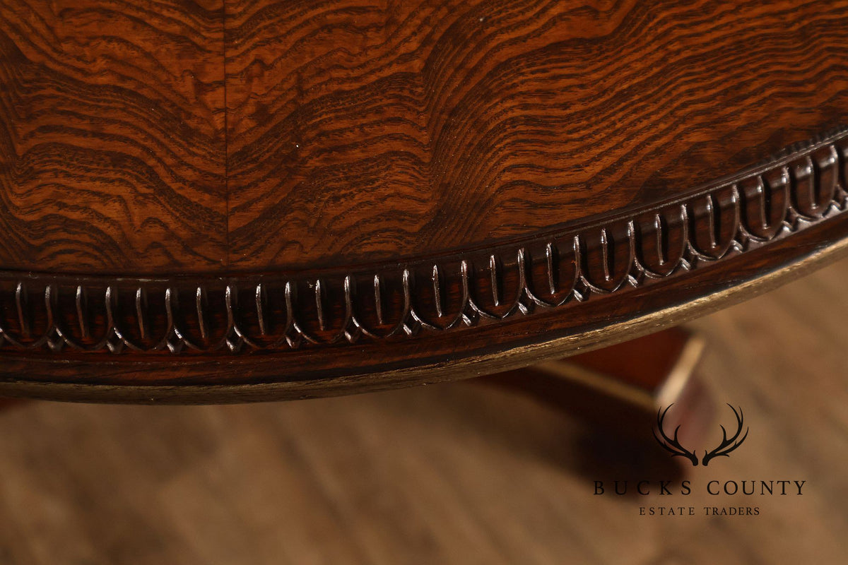 Drexel Heritage Round Burl Wood Veneer Pedestal Accent Table