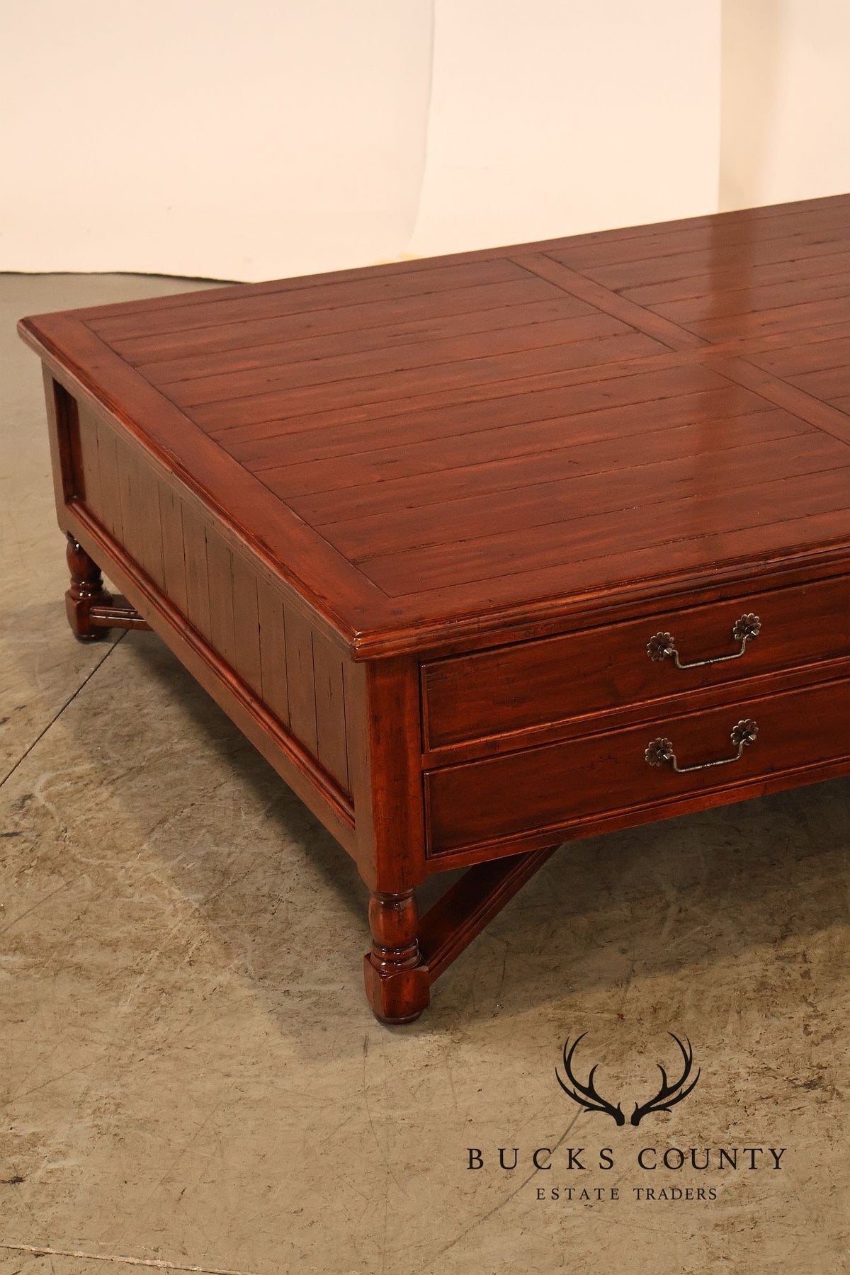 Bausman & Company Rustic Wood Square Coffee Table With Four Drawers
