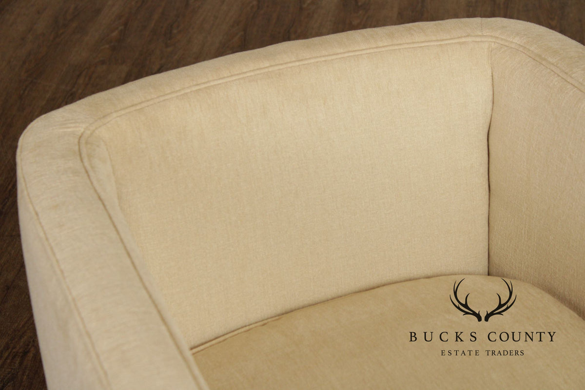 Contemporary American Made Robin Bruce "Rothko" Pair Of Upholstered Swivel Lounge Chairs
