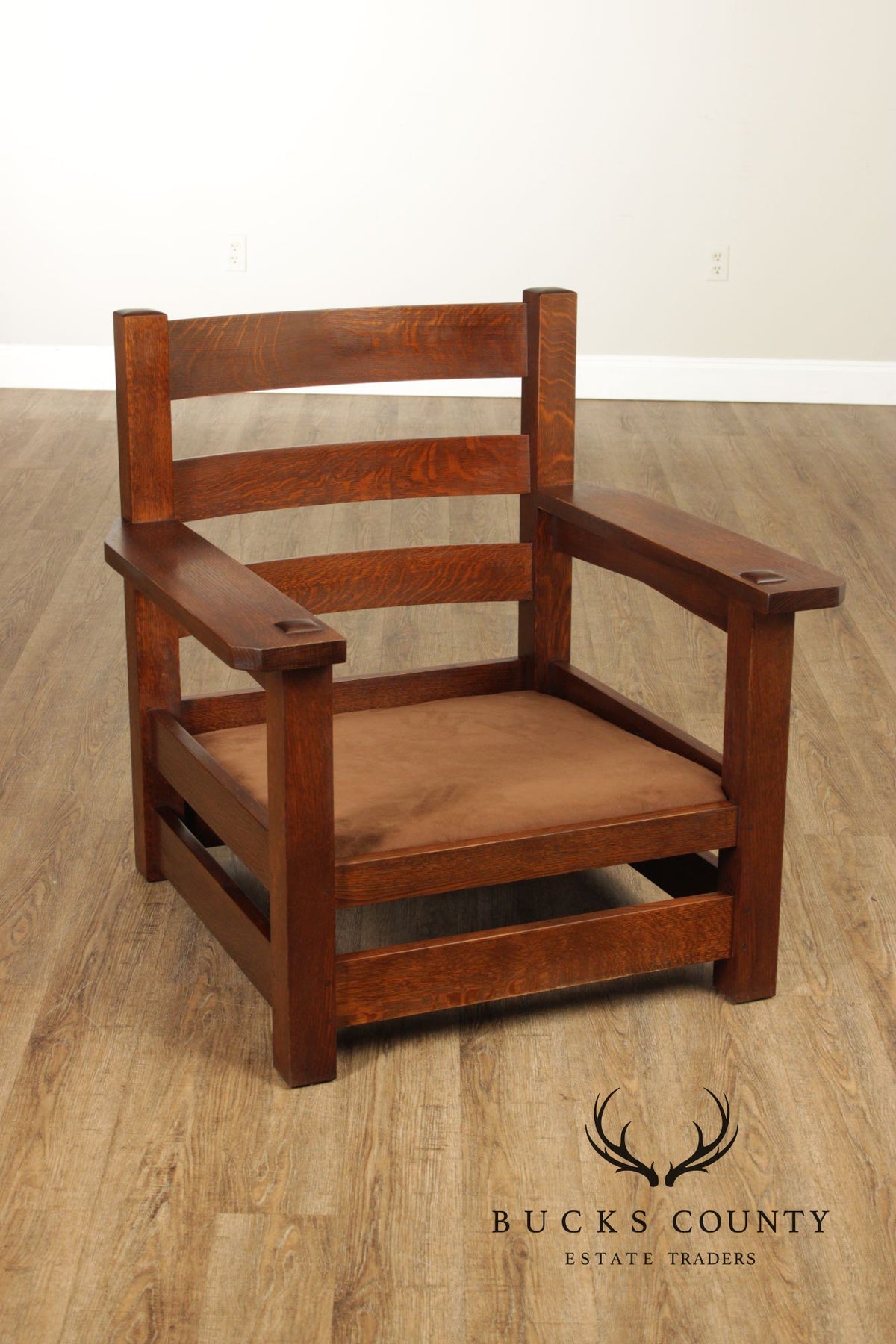 Stickley Mission Collection Oak And Brown Leather Eastwood Chair
