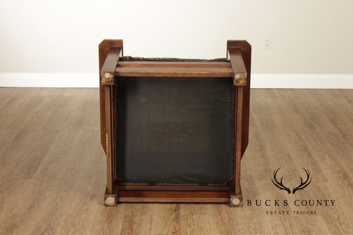 Stickley Mission Collection Oak And Brown Leather Eastwood Chair