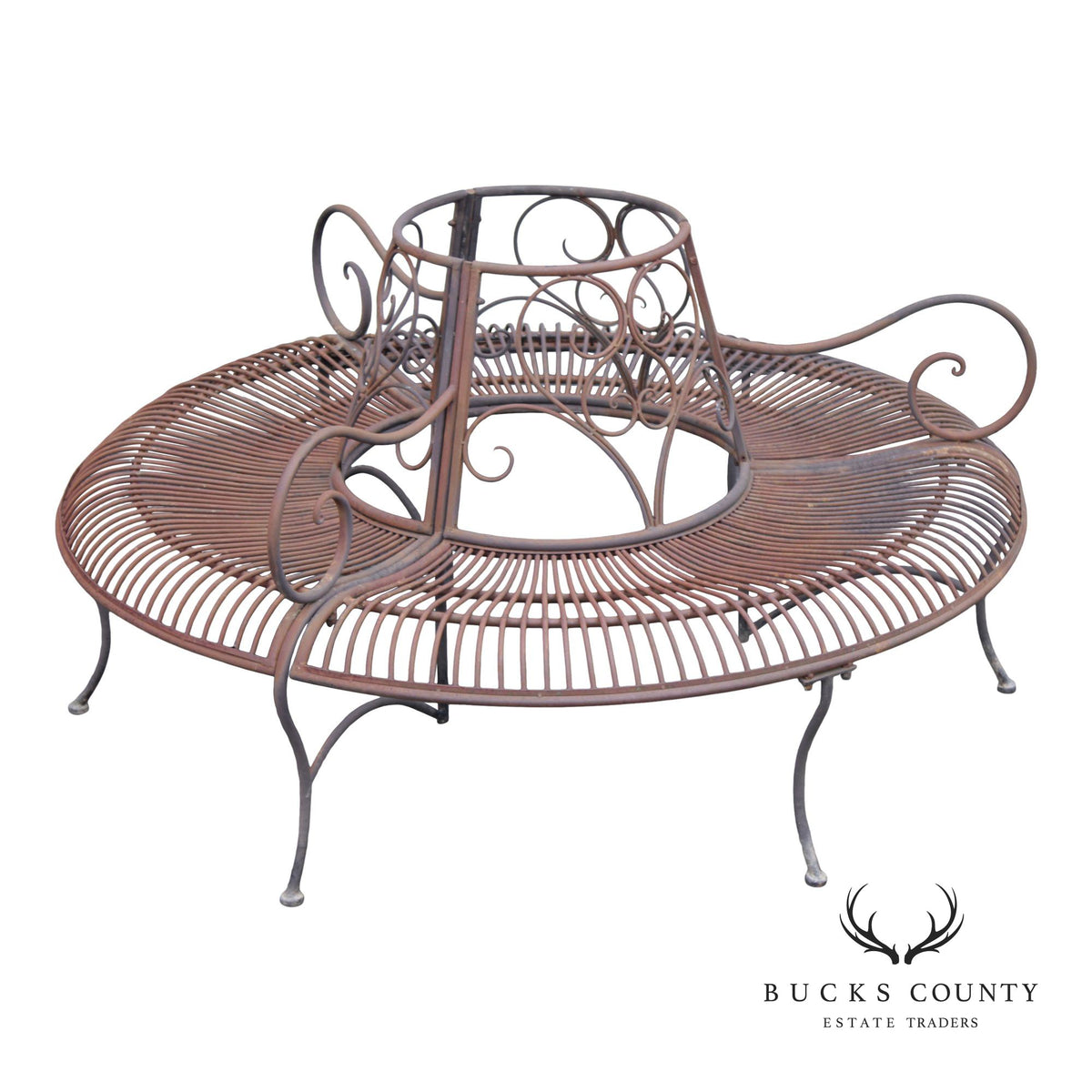 Vintage Wrought Iron Garden Tree Bench