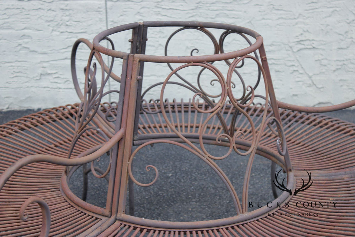 Vintage Wrought Iron Garden Tree Bench