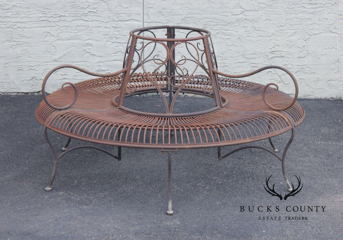 Vintage Wrought Iron Garden Tree Bench
